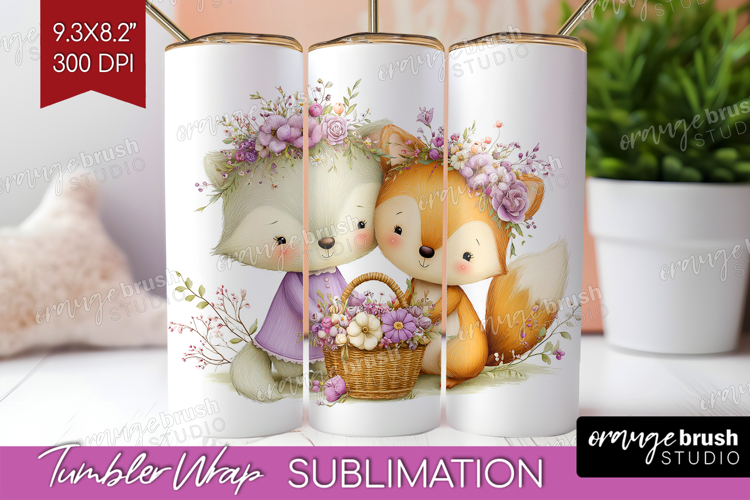 Couple Animals Tumbler Wrap - Valentines Day Tumbler PNG
