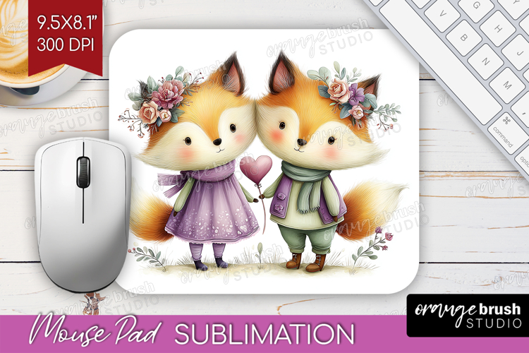 Couple Animals Mouse Pad Sublimation - Valentines Day PNG