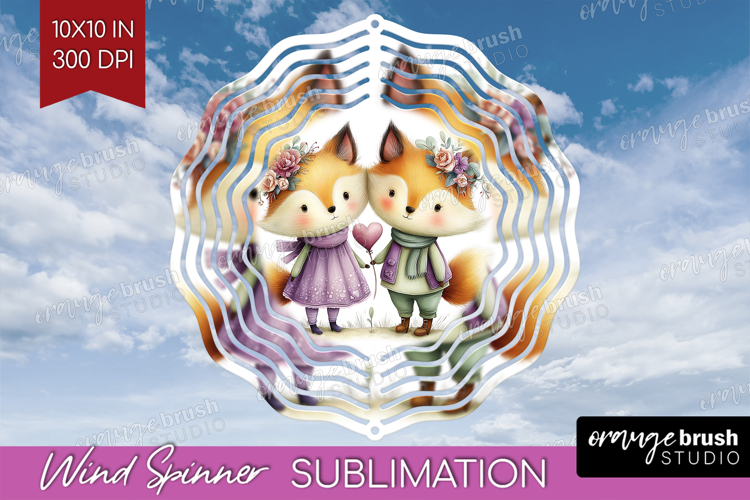 Couple Animals Wind Spinner Sublimation PNG - Valentines Day