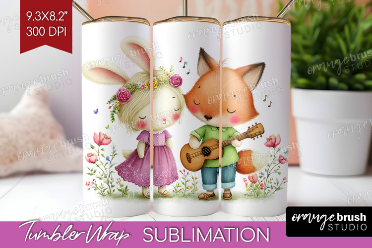 Couple Animals Tumbler Wrap - Valentines Day Tumbler PNG