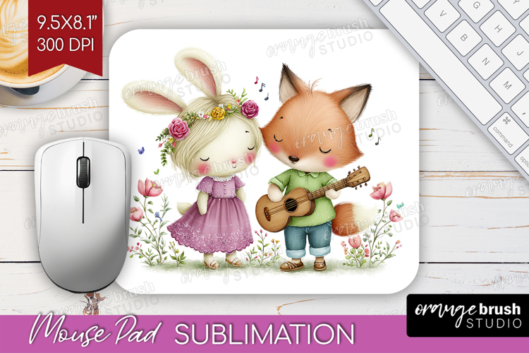 Couple Animals Mouse Pad Sublimation - Valentines Day PNG