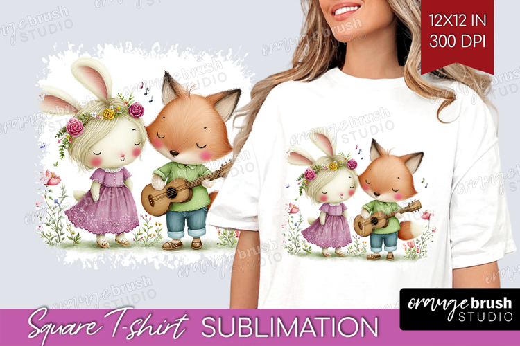 Couple Animals Square Tshirt Background - Valentines Day PNG