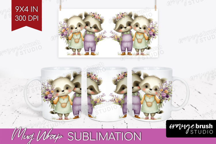 Couple Animals Mug Wrap - Valentines Day Mug PNG Sublimation