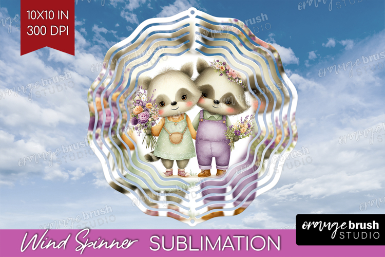 Couple Animals Wind Spinner Sublimation PNG - Valentines Day