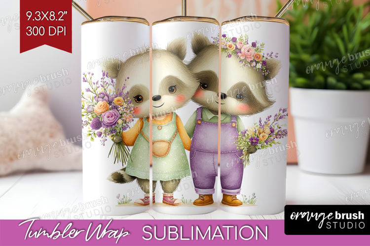 Couple Animals Tumbler Wrap - Valentines Day Tumbler PNG