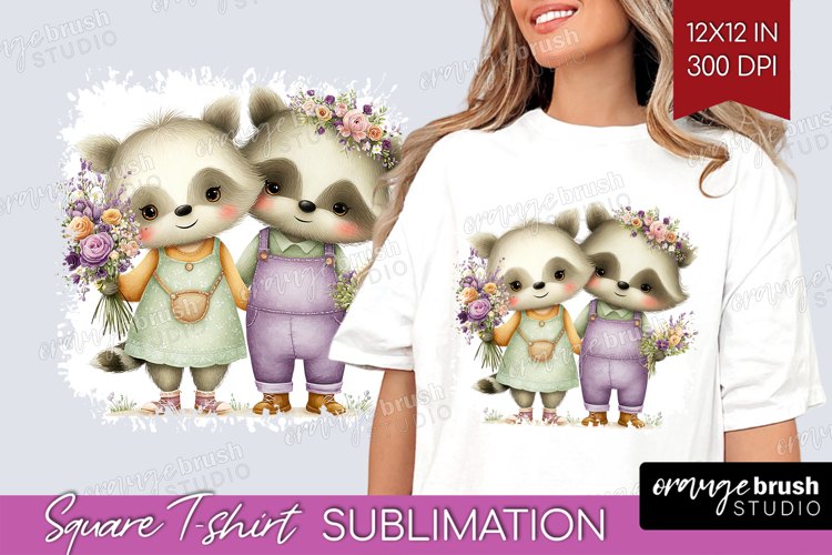 Couple Animals Square Tshirt Background - Valentines Day PNG