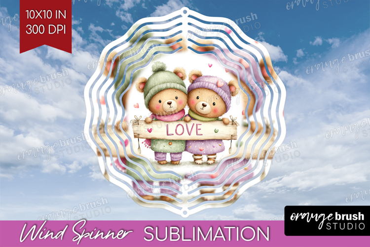 Couple Animals Wind Spinner Sublimation PNG - Valentines Day