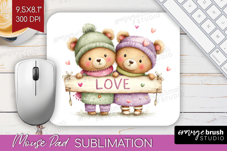 Couple Animals Mouse Pad Sublimation - Valentines Day PNG