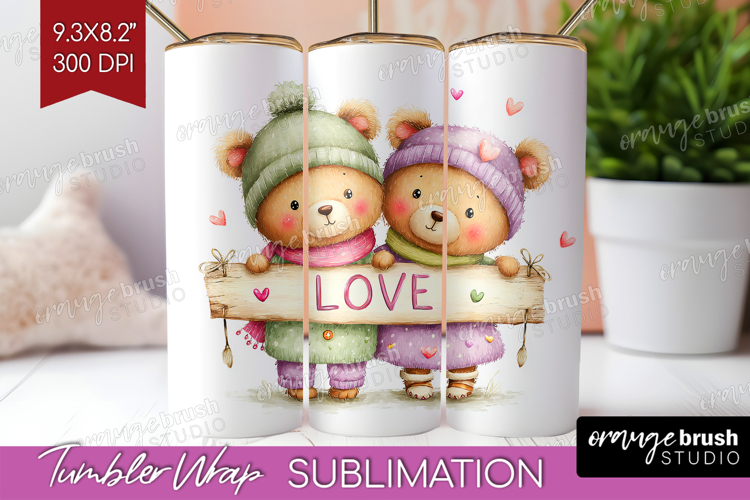 Couple Animals Tumbler Wrap - Valentines Day Tumbler PNG