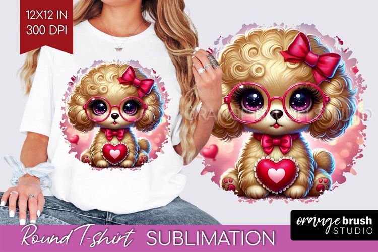 Valentine Dog Round Tshirt Background - Cute Puppy PNG