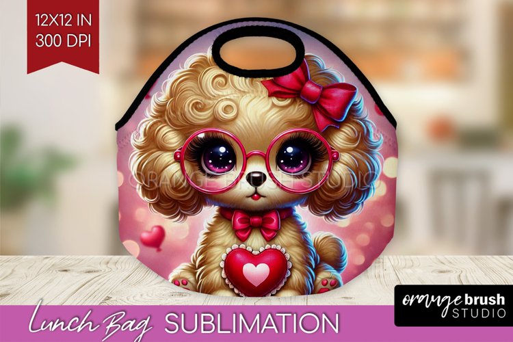 Valentine Dog Lunch Bag - Cute Puppy Lunch Bug PNG