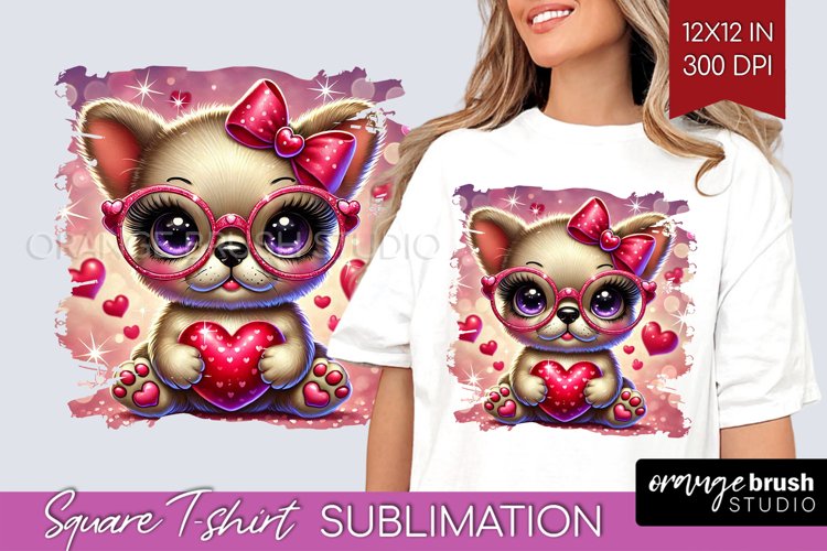 Valentine Dog Square Tshirt Background - Cute Puppy PNG