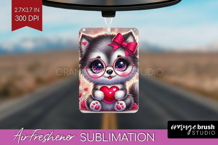 Valentine Dog Air Freshener PNG - Cute Puppy PNG Sublimation example image 1