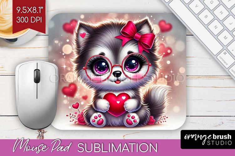 Valentine Dog Mouse Pad Sublimation - Cute Puppy Mousepad