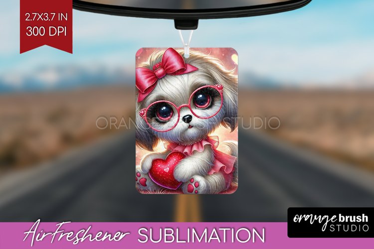 Valentine Dog Air Freshener PNG - Cute Puppy PNG Sublimation