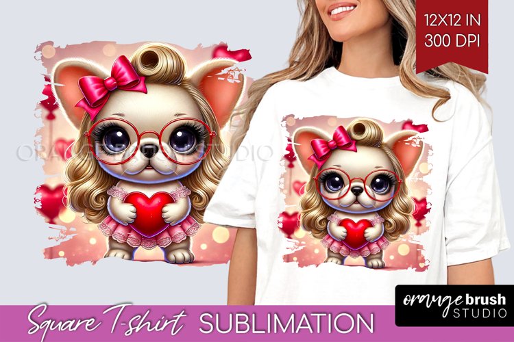 Valentine Dog Square Tshirt Background - Cute Puppy PNG