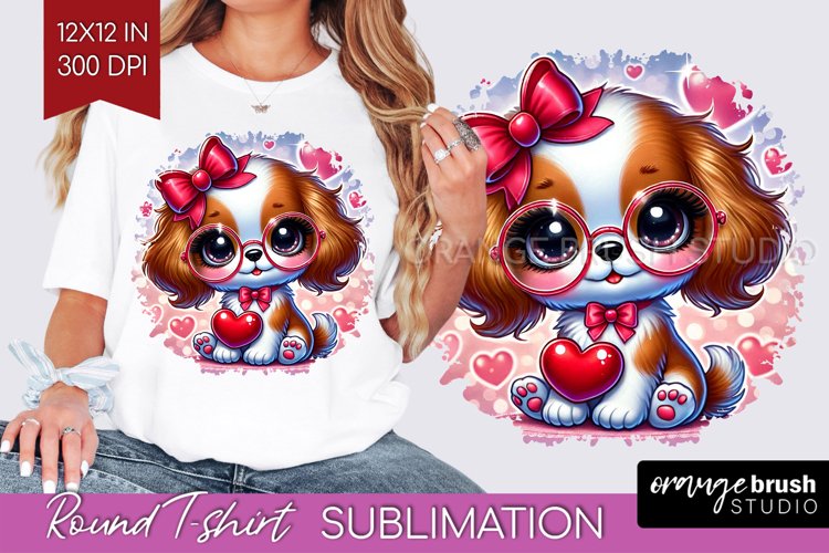 Valentine Dog Round Tshirt Background - Cute Puppy PNG