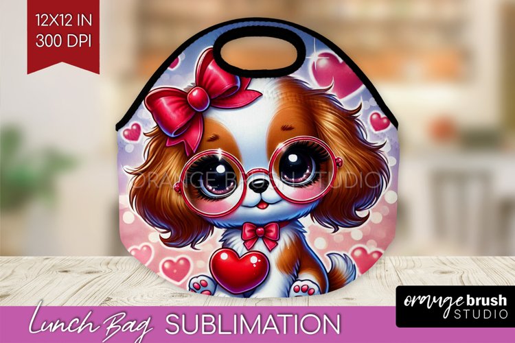 Valentine Dog Lunch Bag - Cute Puppy Lunch Bug PNG