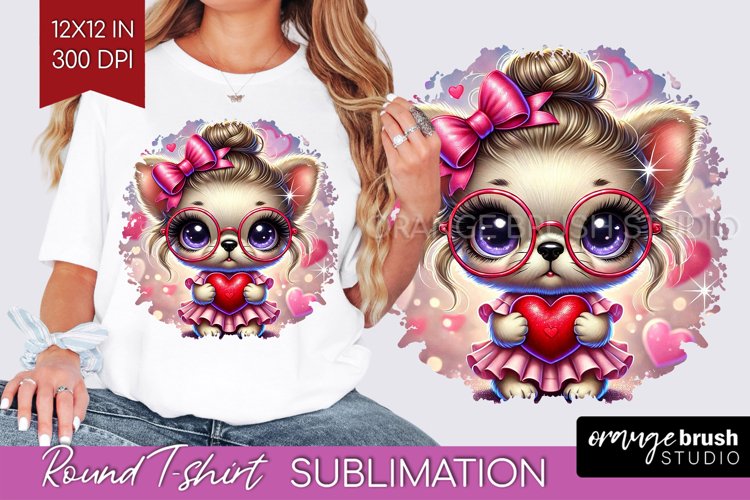 Valentine Dog Round Tshirt Background - Cute Puppy PNG