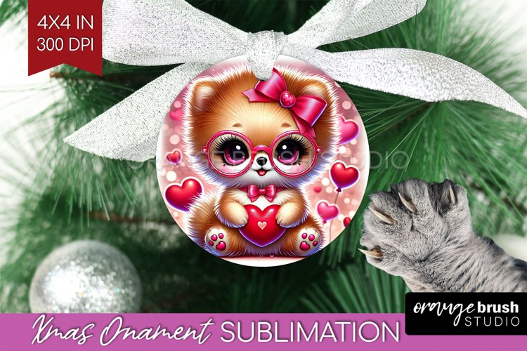 Valentine Dog Ornament PNG - Cute Puppy PNG Sublimation