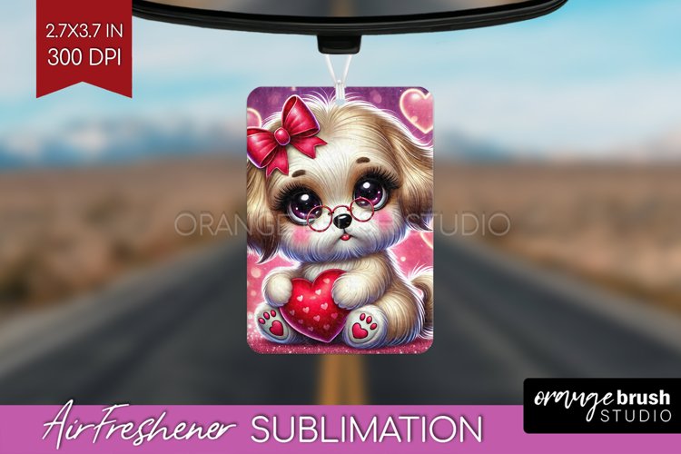 Valentine Dog Air Freshener PNG - Cute Puppy PNG Sublimation example image 1
