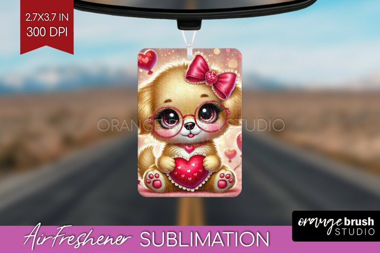 Valentine Dog Air Freshener PNG - Cute Puppy PNG Sublimation example image 1