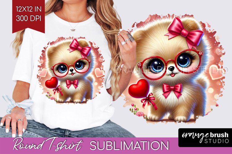 Valentine Dog Round Tshirt Background - Cute Puppy PNG