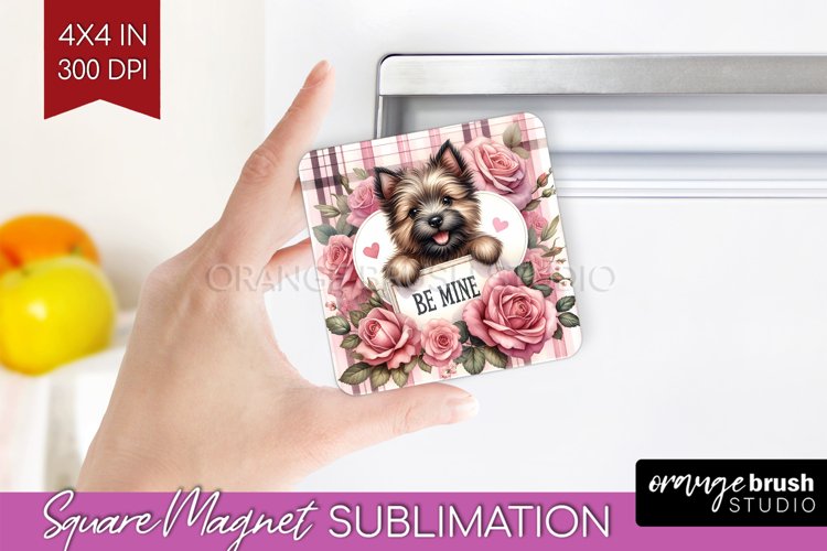 Valentine Dog Magnet Sublimation - Valentines Day Square PNG
