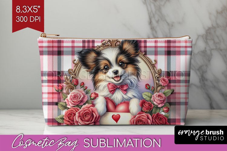 Valentine Dog Cosmetic Bag - Valentines Day Makeup Bag PNG
