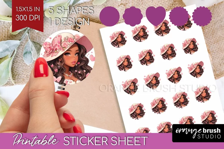 Valentine Girl Round Sticker - Valentines Day Printable