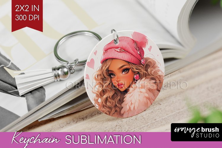 Valentine Girl Keychain PNG - Valentines Day Keychain