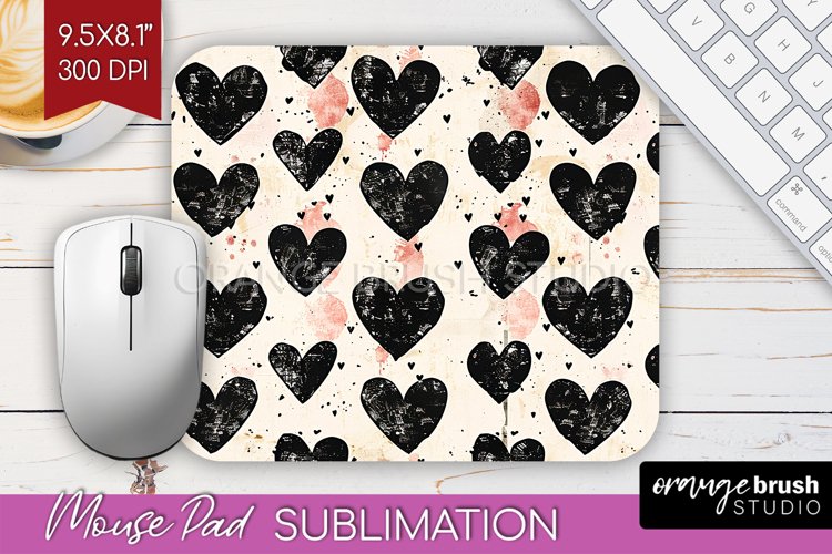 Hearts Mouse Pad Sublimation - Valentines Day Mousepad PNG