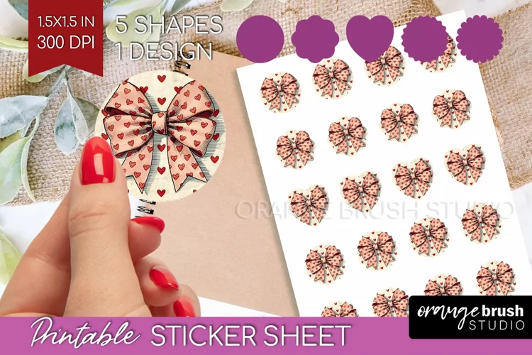 Hearts Round Sticker - Valentines Day Printable Sticker