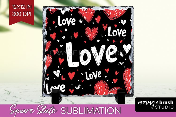 Hearts Slate PNG - Valentines Day Square Slate Sublimation