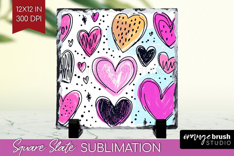 Hearts Slate PNG - Valentines Day Square Slate Sublimation