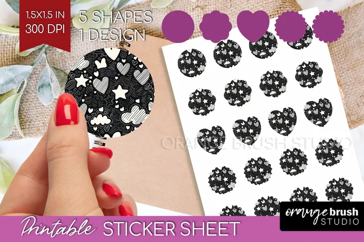 Hearts Round Sticker - Valentines Day Printable Sticker