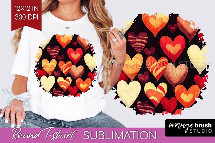 Hearts Round Tshirt Background - Valentines Day PNG