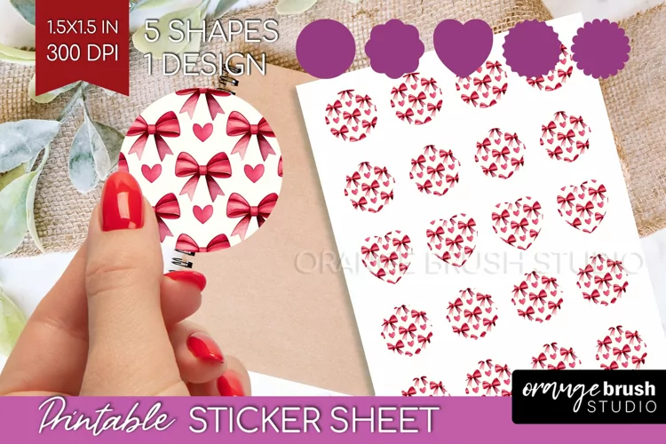 Hearts Round Sticker - Valentines Day Printable Sticker