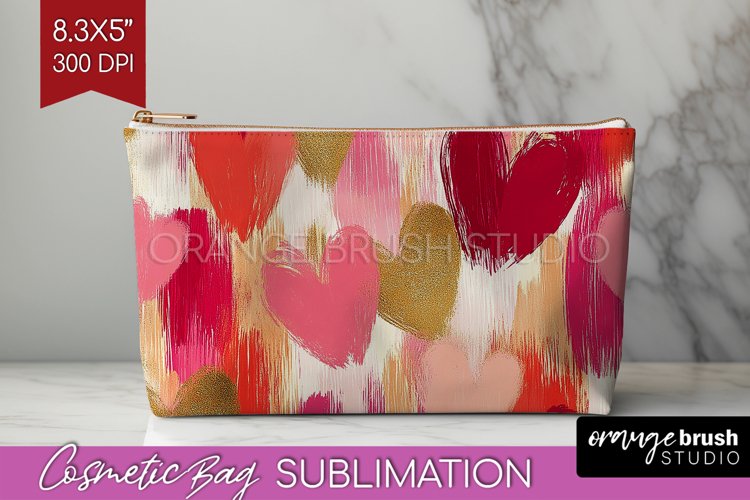Hearts Cosmetic Bag - Valentines Day Makeup Bag PNG example image 1