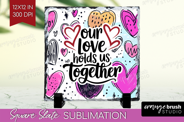 Family Quote Slate PNG - Heart Square Slate Sublimation