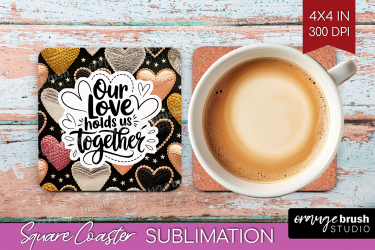 Family Quote Square Coaster - Heart Coaster PNG Sublimation