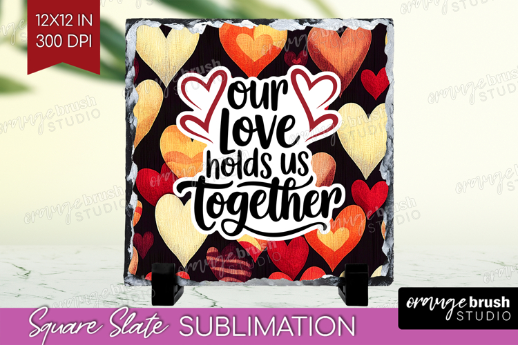 Family Quote Slate PNG - Heart Square Slate Sublimation
