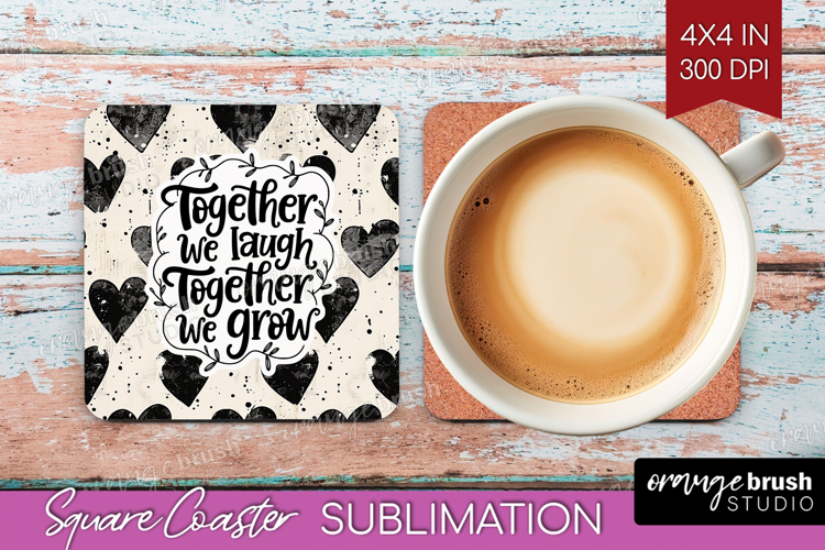 Family Quote Square Coaster - Heart Coaster PNG Sublimation