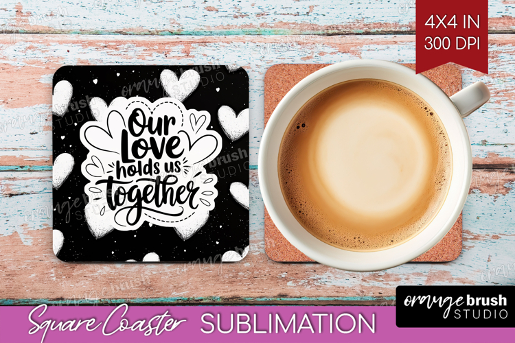 Family Quote Square Coaster - Heart Coaster PNG Sublimation
