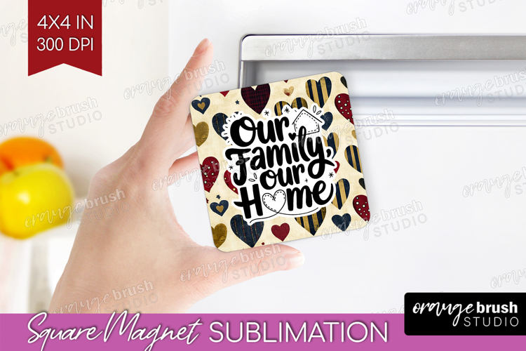 Family Quote Magnet Sublimation - Heart Square Magnet PNG