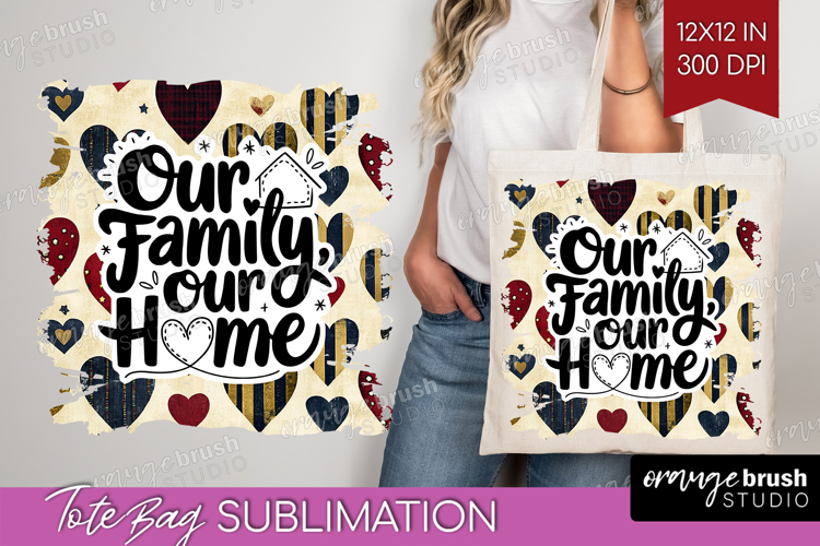 Family Quote Tote Bag - Heart Tote Bag PNG Sublimation