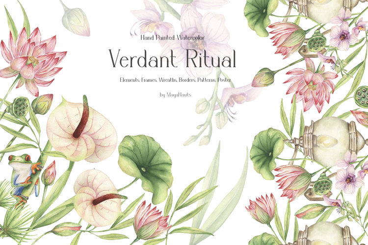 Watercolor Verdant Ritual Collection Bundle