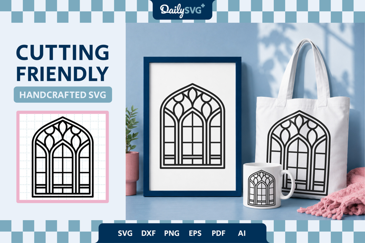 Victorian Gothic Window SVG Ornamental Architecture Cut File