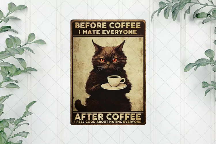Vintage Black Cat Sublimation Clipart