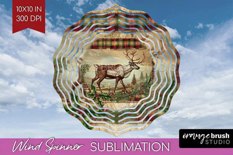 Vintage Christmas Wind Spinner PNG - Retro Xmas Sublimation